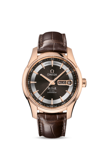 Omega De Ville Hour Vision Co-Axial Annual Calendar Red Gold / Brown / Alligator